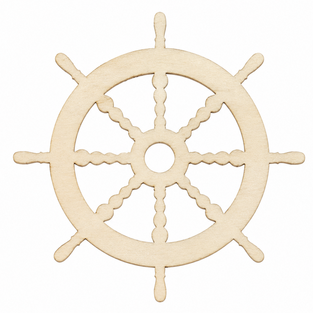 Wood Ship Wheel cutout shapes laser cut diy craft for painting on by ChurchHouseWoodworks.com