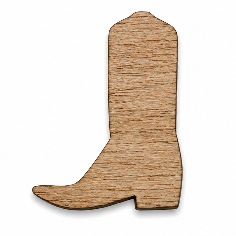 Small wood cutout cowboy boots for a western wedding table decoration theme by ChurchHouseWoodworks.com