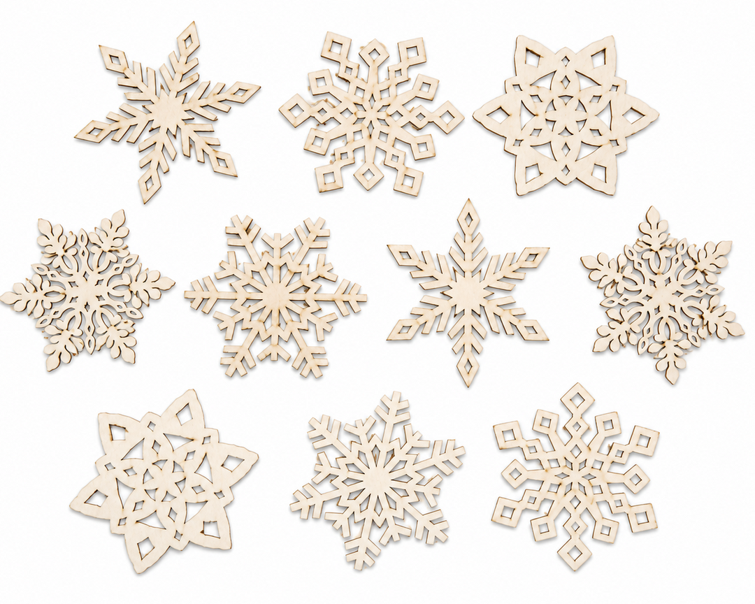 Wood Snowflake cutout craft ornaments to paint on or decoration with glitter or make a diy Christmas wreath by ChurchHouseWoodworks.com