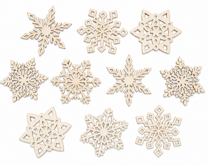 Wood Snowflake cutout craft ornaments to paint on or decoration with glitter or make a diy Christmas wreath by ChurchHouseWoodworks.com