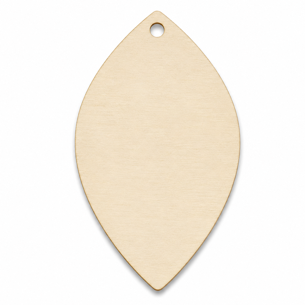 Tear drop shaped or Christmas Light Bulb shaped wood shape craft cutout laser cut pieces to make diy earrings. 
