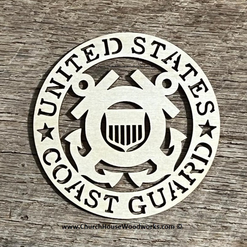 US Army Armed Forces Military Wood Emblem Insignia Logo Wood Shapes for Flags US Coast Guard