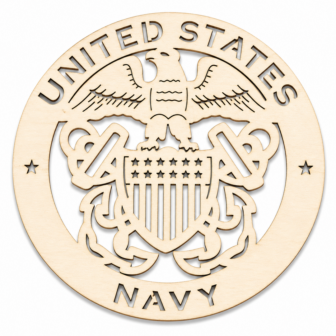 US Navy Military Wood Eagle Emblem | Laser Cut Unfinished Birch Craft