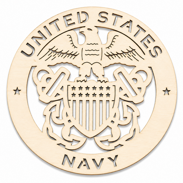 Wood US NAVY Military Emblems wood shape cutouts for diy crafting and painting on by ChurchHouseWoodworks.com