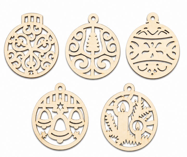 Wood Christmas Ball Ornaments to paint on or add glitter and hang on Christmas tree. OR Make your own DIY Christmas wreath by hot gluing them to a wreath. By ChurchHouseWoodworks.com