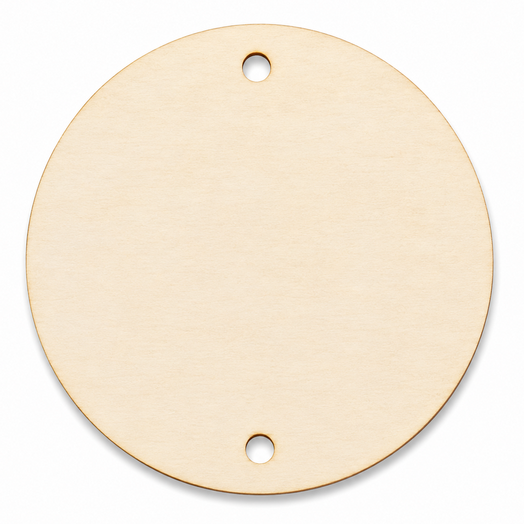 Wood circle tag with two holes to craft and paint on by ChurchHouseWoodworks.com