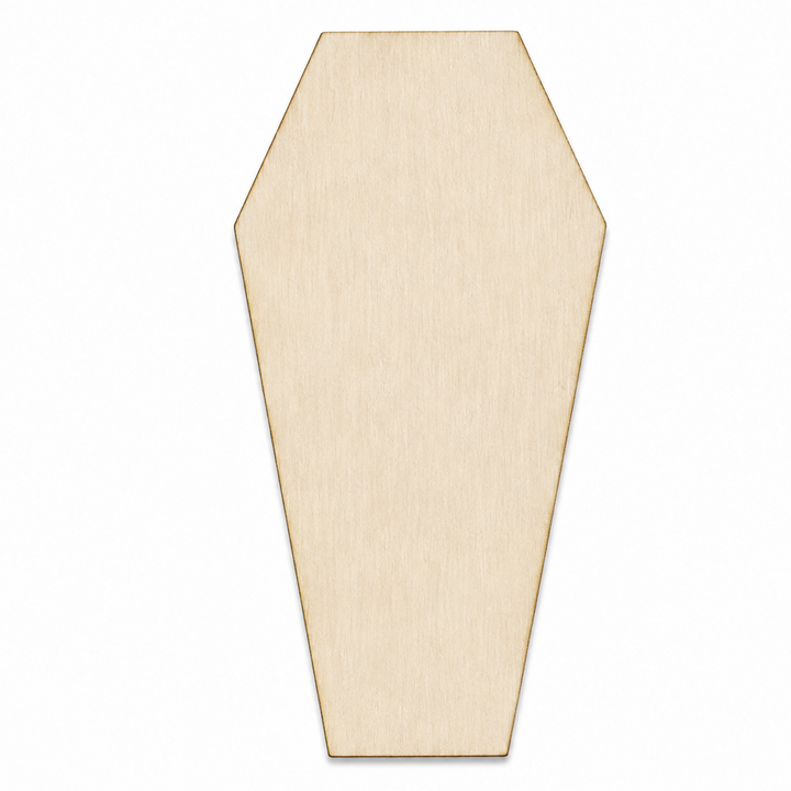 Wood Coffin craft cutout shapes to paint on or add glitter to to make Halloween Horror crafts like Halloween  Wreaths or Halloween Ornaments by ChurchHouseWoodworks.com