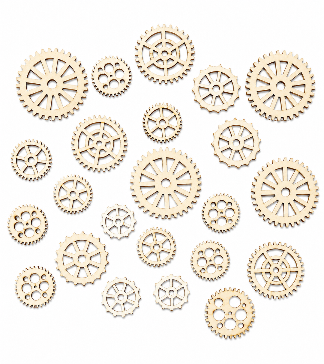 Wood Gear Cog Mix (25 qty) 1 to 2 Inch by ChurchHouseWoodworks.com
