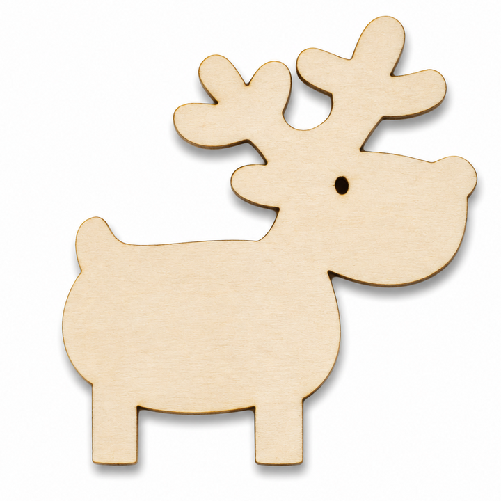 Wood Reindeer Cutout Shape for making DIY Christmas wreaths by hot glue them on . Just paint the blanks or add glitter! Or make them into ornaments! By ChurchHouseWoodworks.com