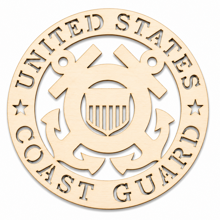 Wood US Coast Guard Military Emblems shape cutout crafts diy to paint on by ChurchHouseWoodworks.com