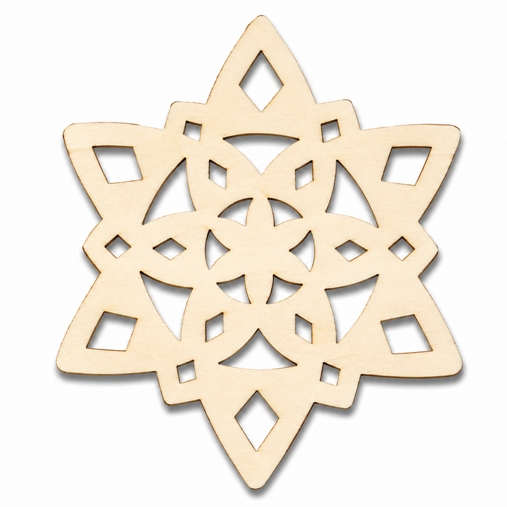 Wood Snowflake Christmas Cutout Shapes that are laser cut to make diy Christmas ornaments or hang on tree. Just paint them or add glitter. By ChurchHouseWoodworks.com