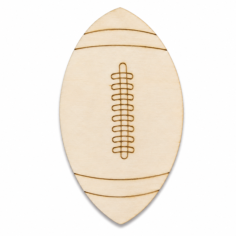 Wood football shape cutout craft laser cut to paint on or diy crafting by ChurchHouseWoodworks.com  Sports crafts.