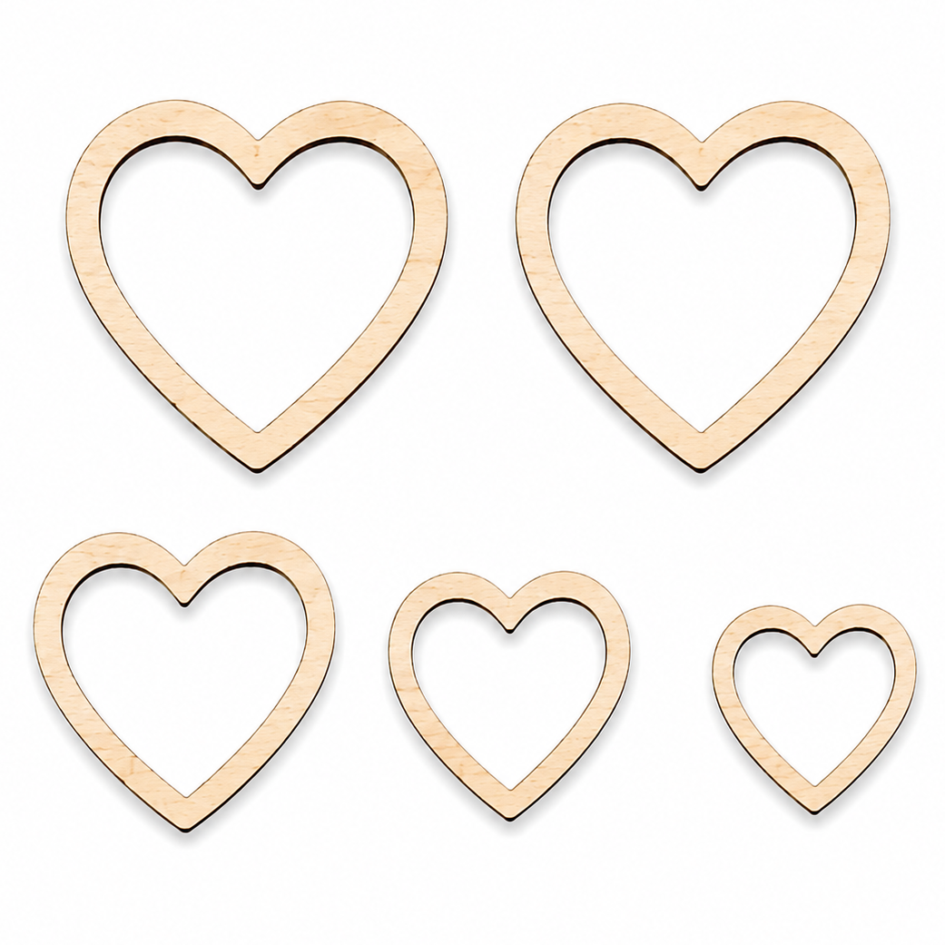 Wood Hollow Hearts shapes Laser cutouts for crafting to paint on by ChurchHouseWoodworks.com