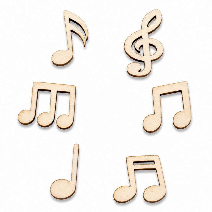 Wood Music Notes Shapes Laser Cut Outs for DIY Painting and crafting by ChurchHouseWoodworks.com. Doll house miniatures and scapbooking, diorama, 
