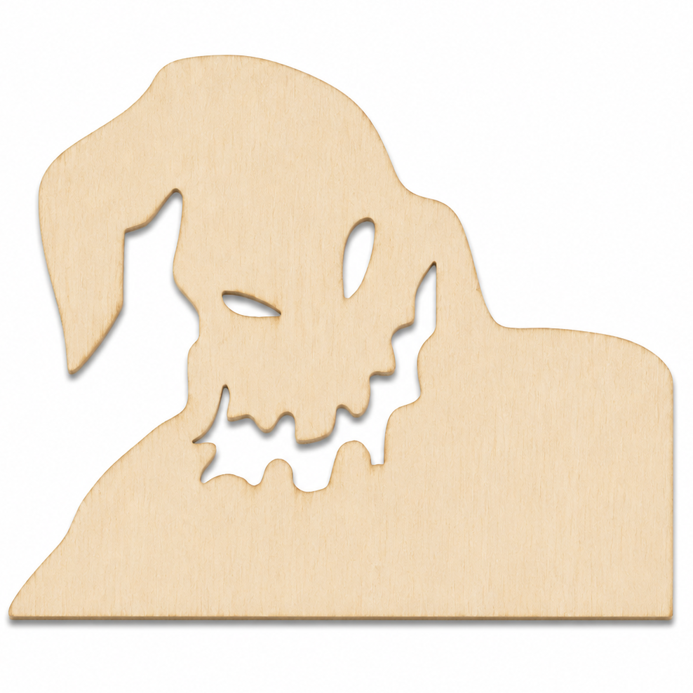 Oogie Boogie Nightmare Before Christmas Wood Shape Cutout Laser Cut Craft Pieces To Paint on or add glitter to make a SUPER COOL halloween diy wreath or Halloween Ornament by ChurchHouseWoodworks.com Jack Sally Zero The Dog