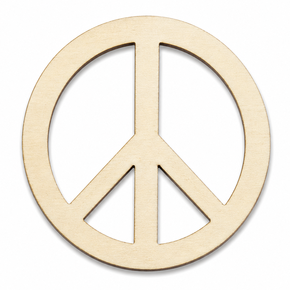 Wood peace sign cutout shapes laser cut for diy crafts to paint on by ChurchHouseWoodworks.com