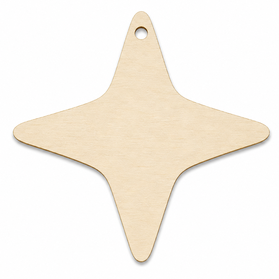 Wood shape cutout earring blanks of a four pointed star to paint on or craft with by ChurchHouseWoodworks.com