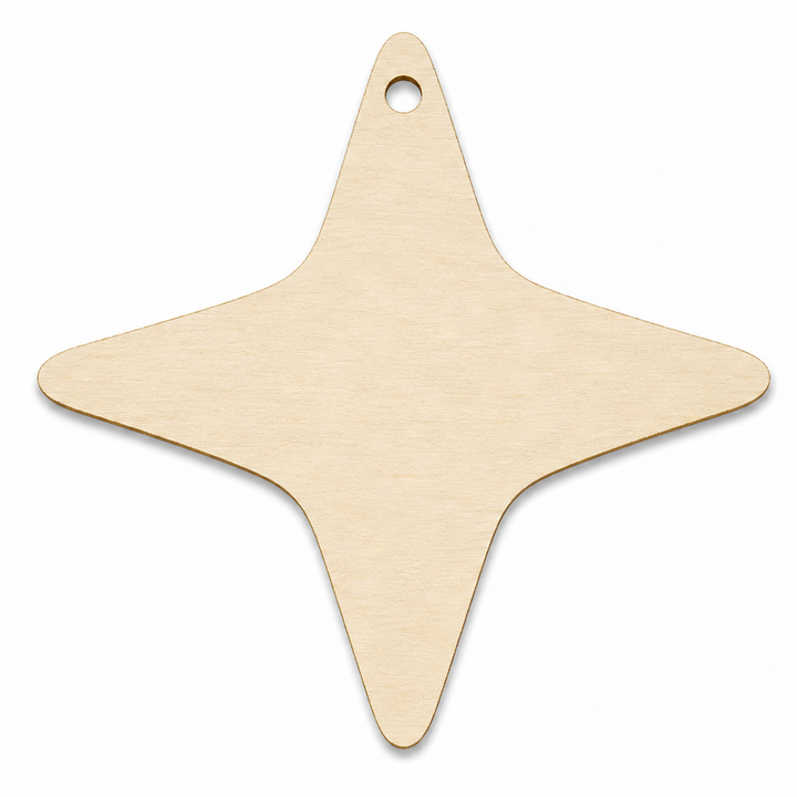 Wood shape cutout earring blanks of a four pointed star to paint on or craft with by ChurchHouseWoodworks.com