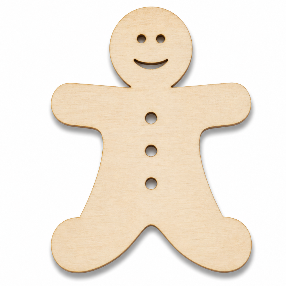 Wood shape cutouts that are laser cut of Gingerbread Men to paint on or glitter and make a DIY Christmas wreath or turn them into ornaments. by ChurchHouseWoodworks.com