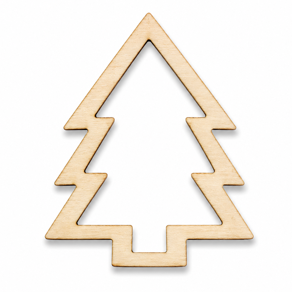 Hollow Mini Wood Christmas Tree Shapes Cutouts for crafting and to paint on by ChurchHouseWoodworks.com