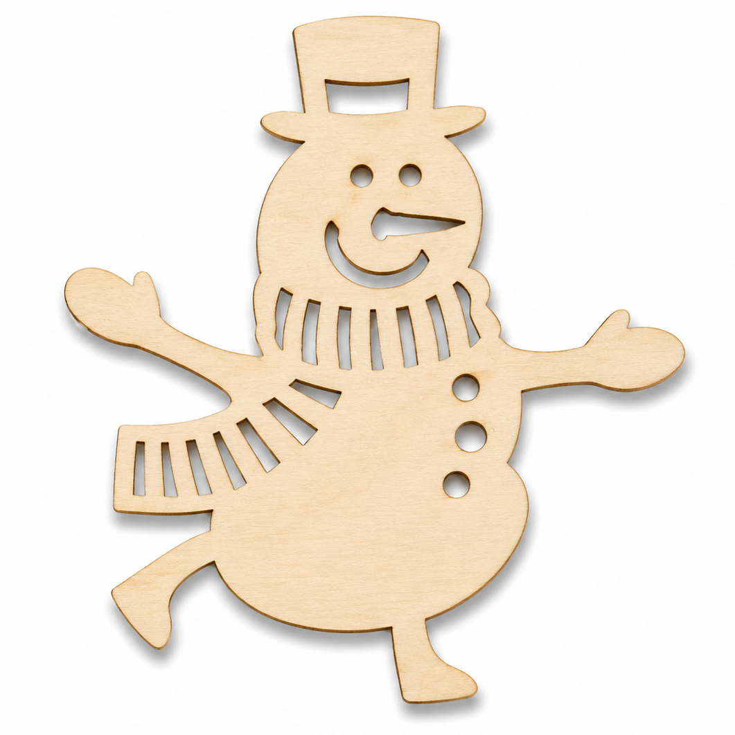 Wood Snowman Shape Laser Cutout blanks to paint on or add glitter to make your own DIY Christmas Wreath by hot gluing them or make Ornaments! By ChurchHouseWoodworks.com