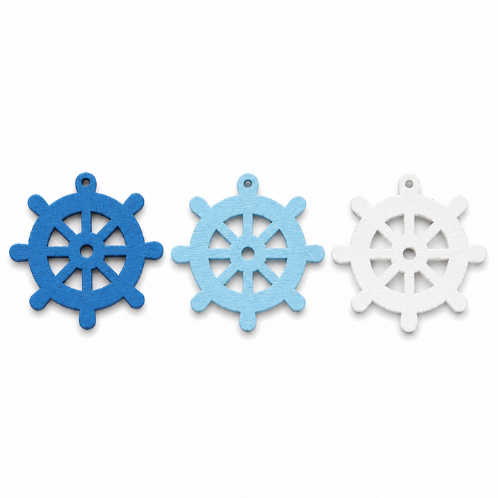 Wood Ship Steering Wheels Pendant Cutout Crafts DIY for crafting and making crafts or jewelry or Ocean themed gift tags by ChurchHouseWoodworks.com