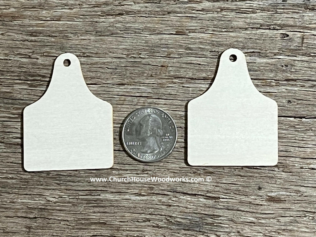 COW TAG 2 INCH WOOD EARRING BLANKS