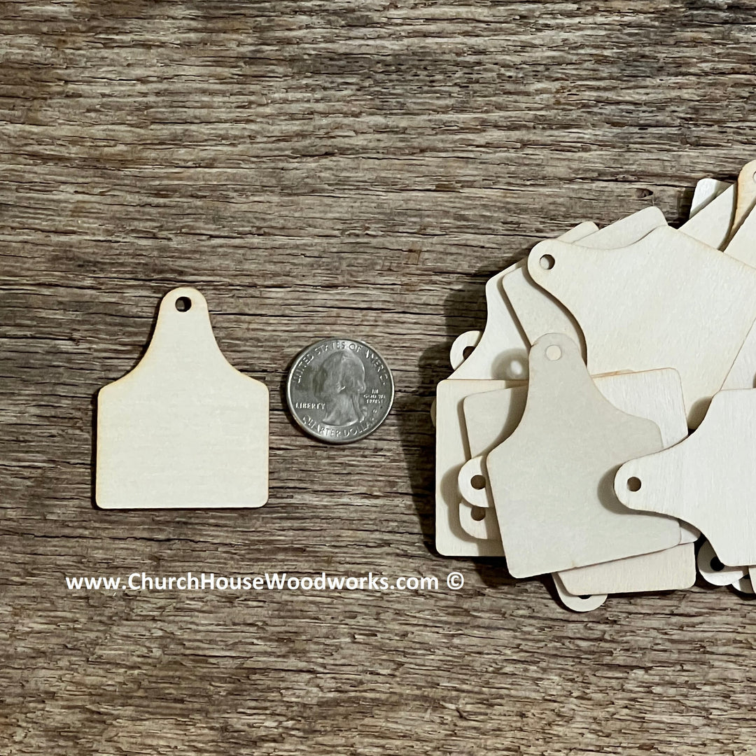 COW TAG 2 INCH WOOD EARRING BLANKS