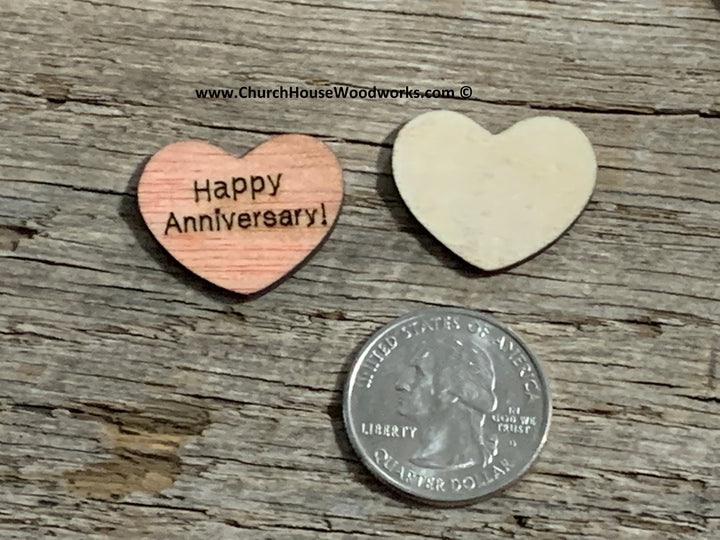 Happy Anniversary wood heart decorations table scatter confetti