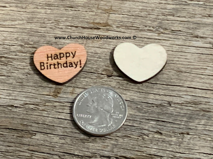 Happy Birthday wood heart decorations table scatter confetti