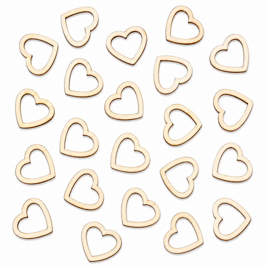 Wood Hollow Hearts for diy crafts and dollhouse making, scrapbooking, wedding table decorations, diarama.