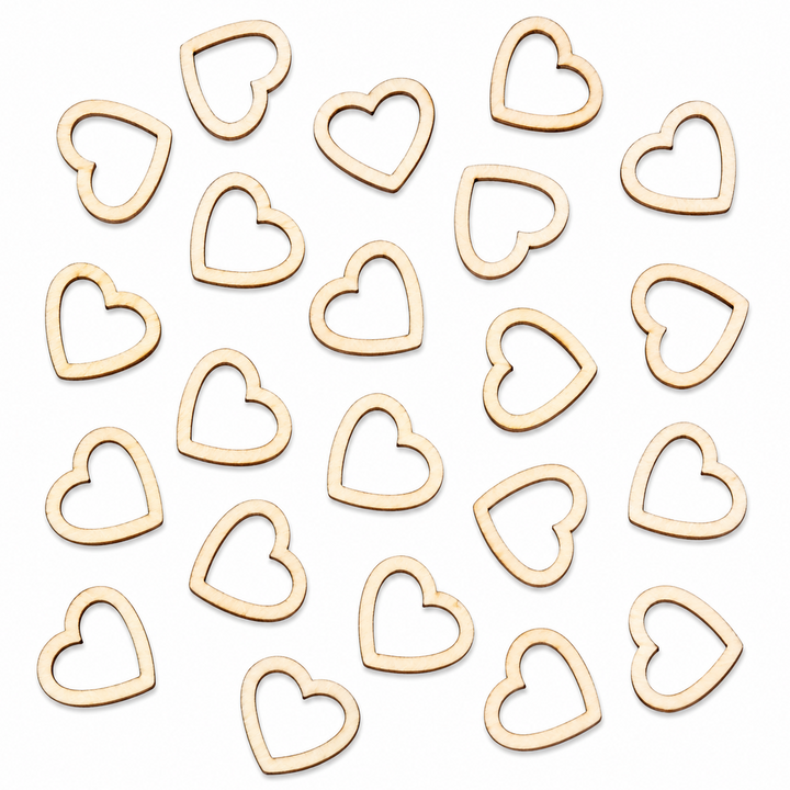 Wood Hollow Hearts for diy crafts and dollhouse making, scrapbooking, wedding table decorations, diarama.
