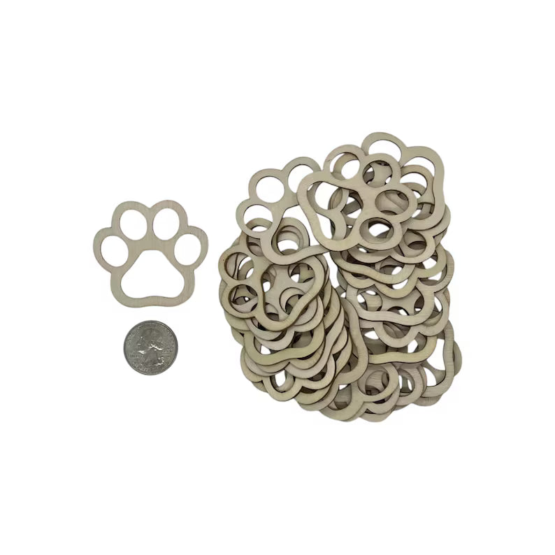 laser cut wood paw shape for crafts
