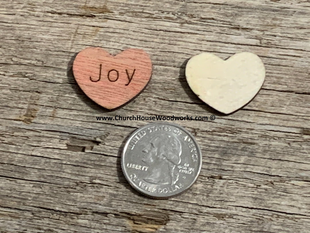 1 inch wood joy hearts decorations