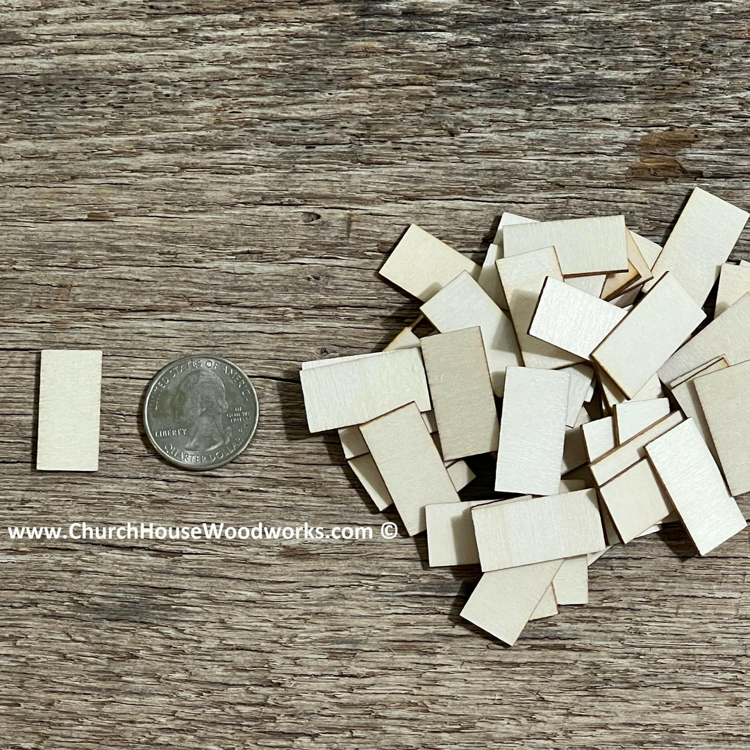 tiny 1/2" x 1 inch wood rectangles dollhouse miniatures