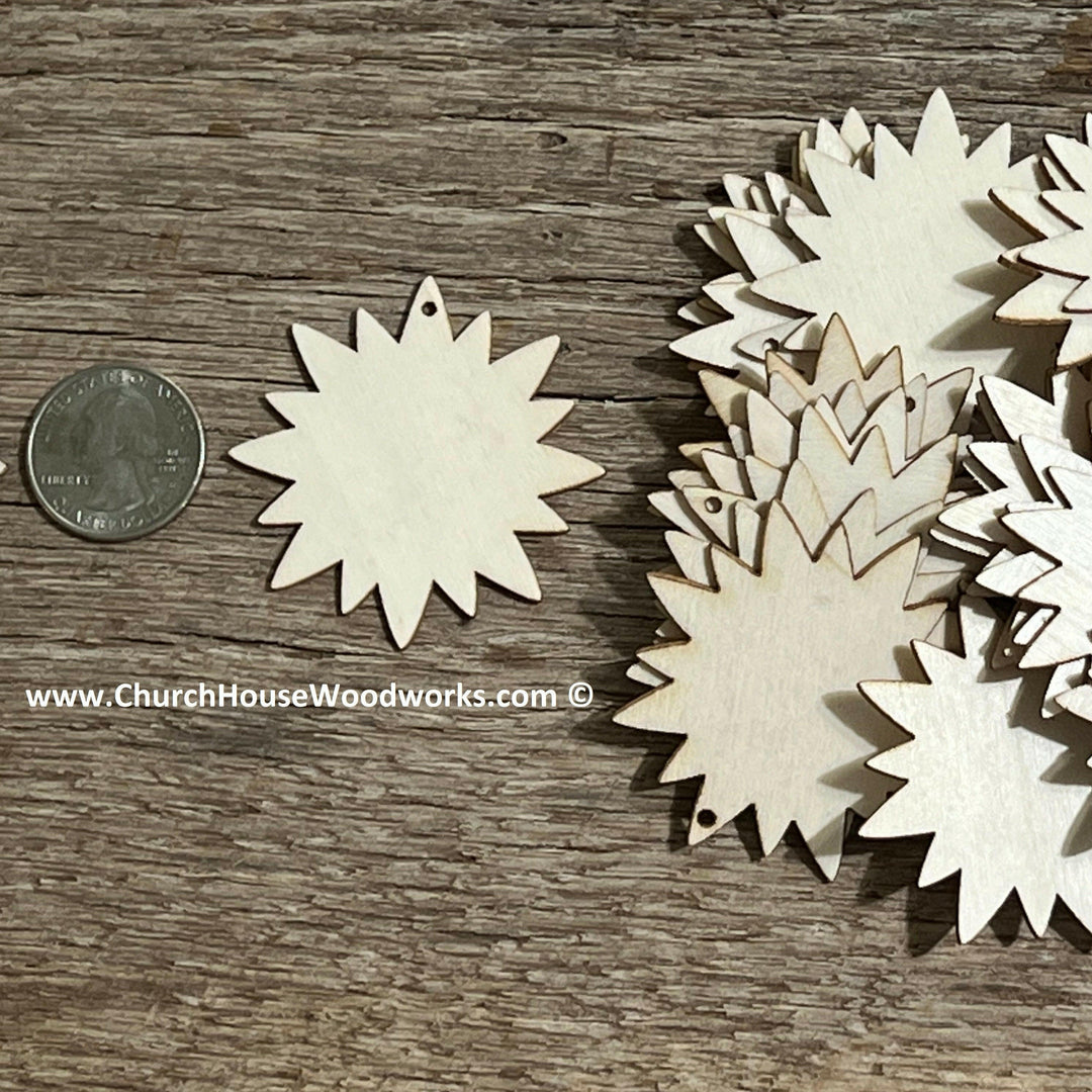 sun star flower earring wood blanks 2 inch