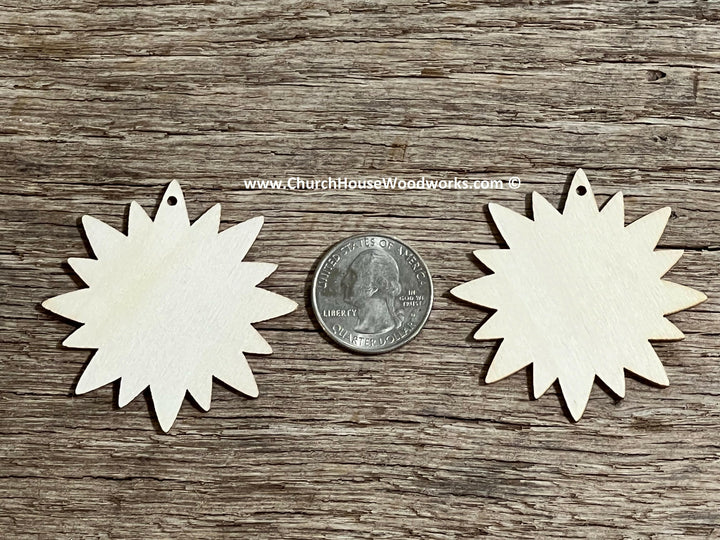 sun star flower earring wood blanks 2 inch