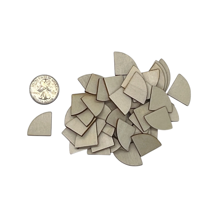 3/4" quarter circle laser cut wood shape