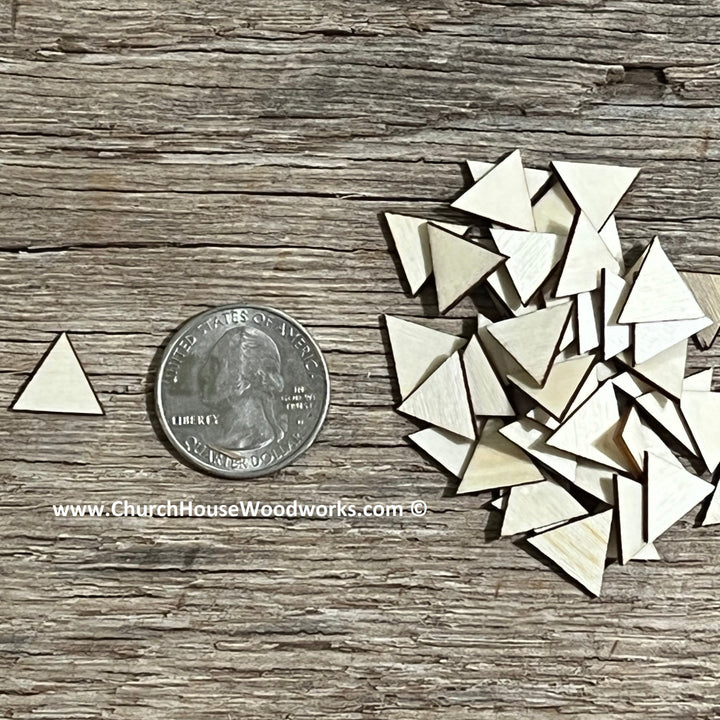 1/2" .5 inch tiny wood craft triangle