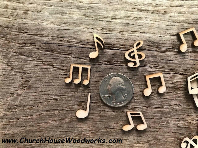 1/2 inch laser cut wood music note shapes