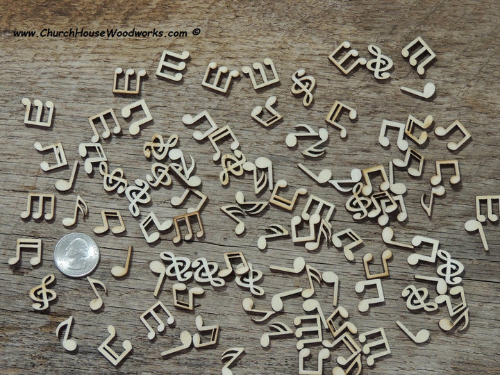 1/2 inch laser cut wood music note shapes