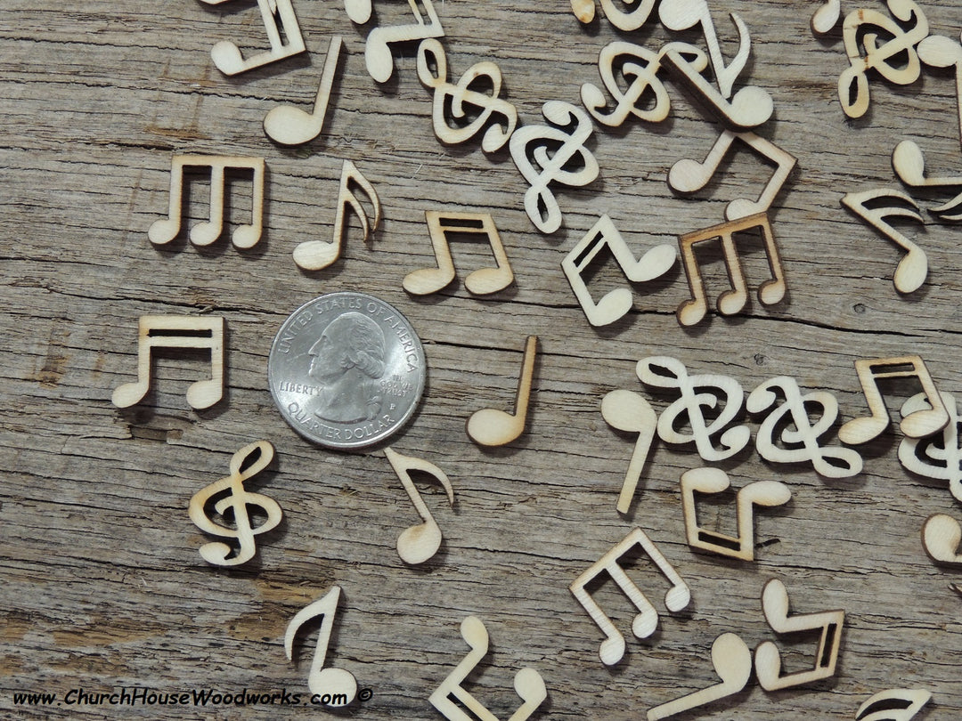 1/2 inch laser cut wood music note shapes