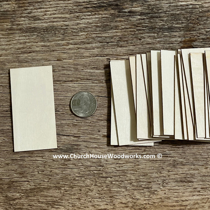 25 Small Wood Rectangles - 1.5" x 3"