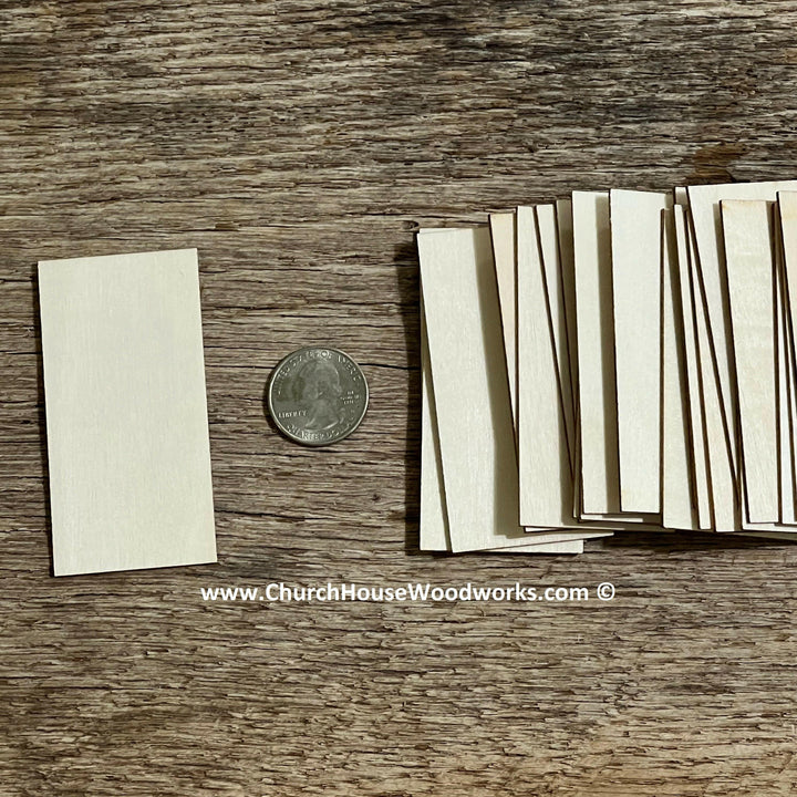 25 Small Wood Rectangles - 1.5" x 3"