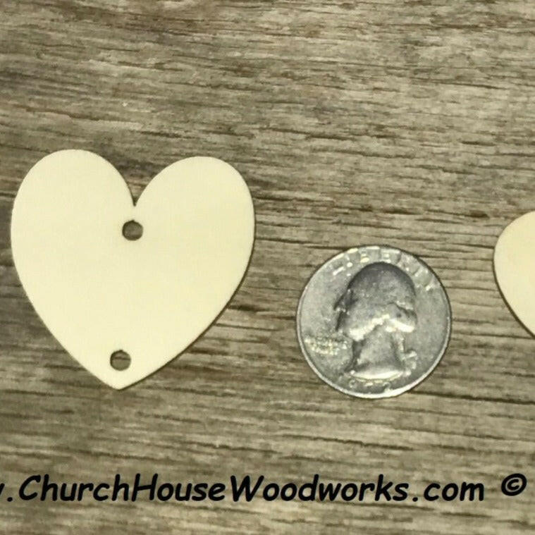 1.5 wood heart tags with one hole family calendar crafts weddings 