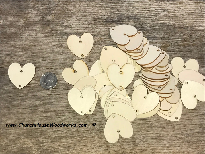 1.5 wood heart tags with one hole family calendar crafts weddings 