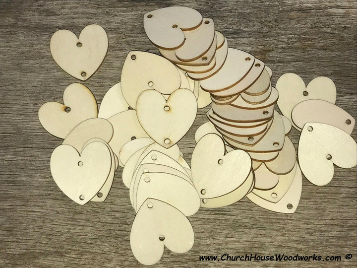 1.5 wood heart tags with one hole family calendar crafts weddings 