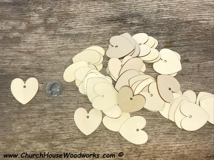 1.5 wood heart tags with one hole family calendar crafts weddings 