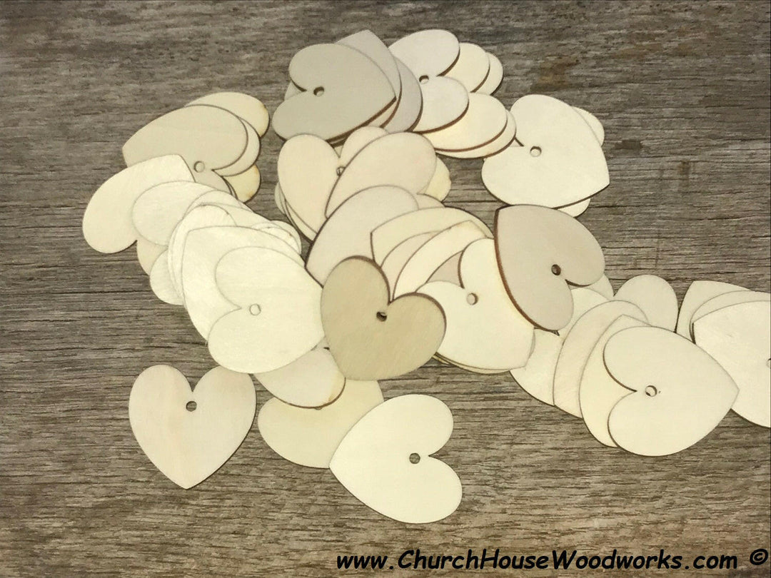 1.5 wood heart tags with one hole family calendar crafts weddings 