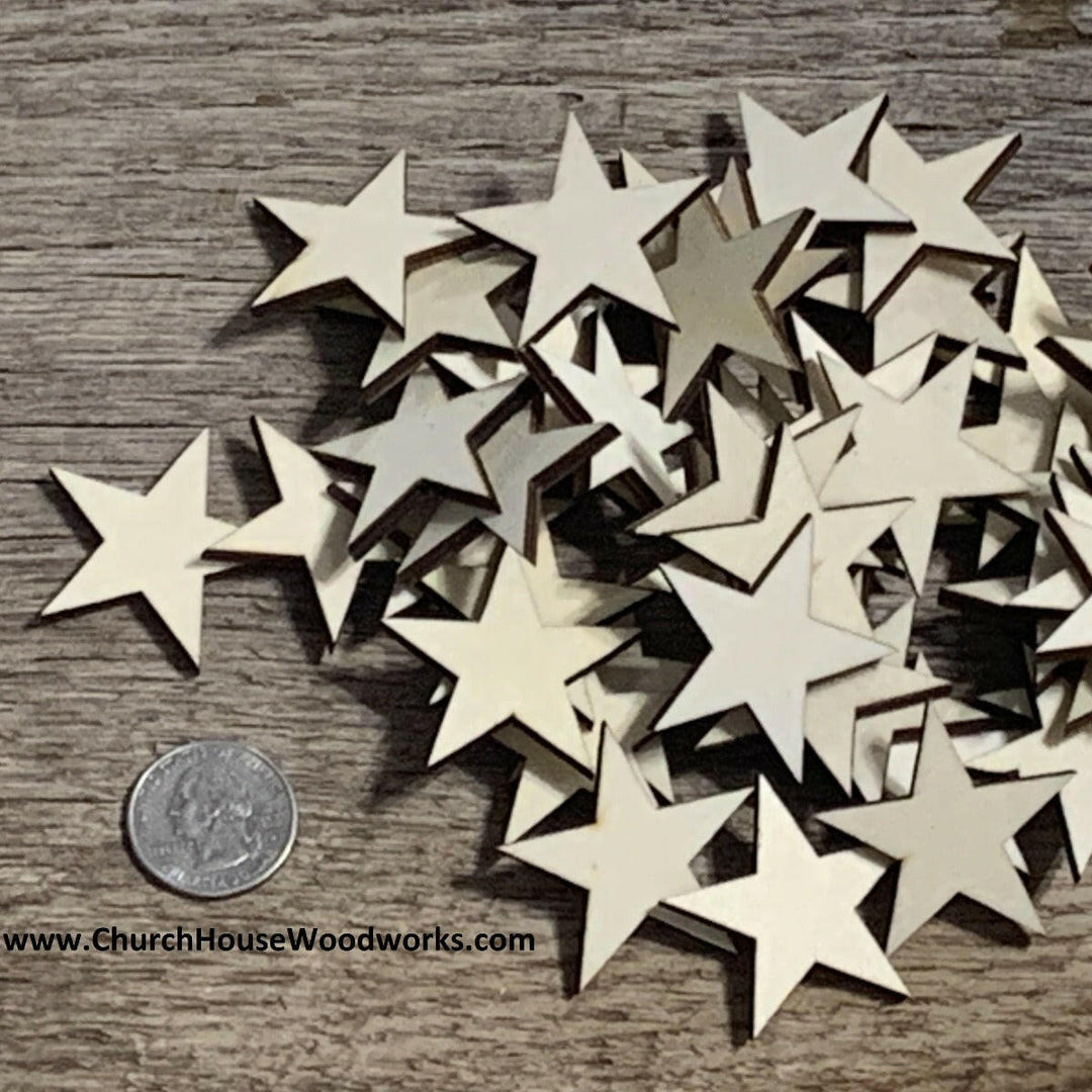 1.5 one and half inch thick cut wood stars for wooden flag making crafts